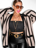 Pebby Forevee Stay Weird Oversized Striped Cardigan