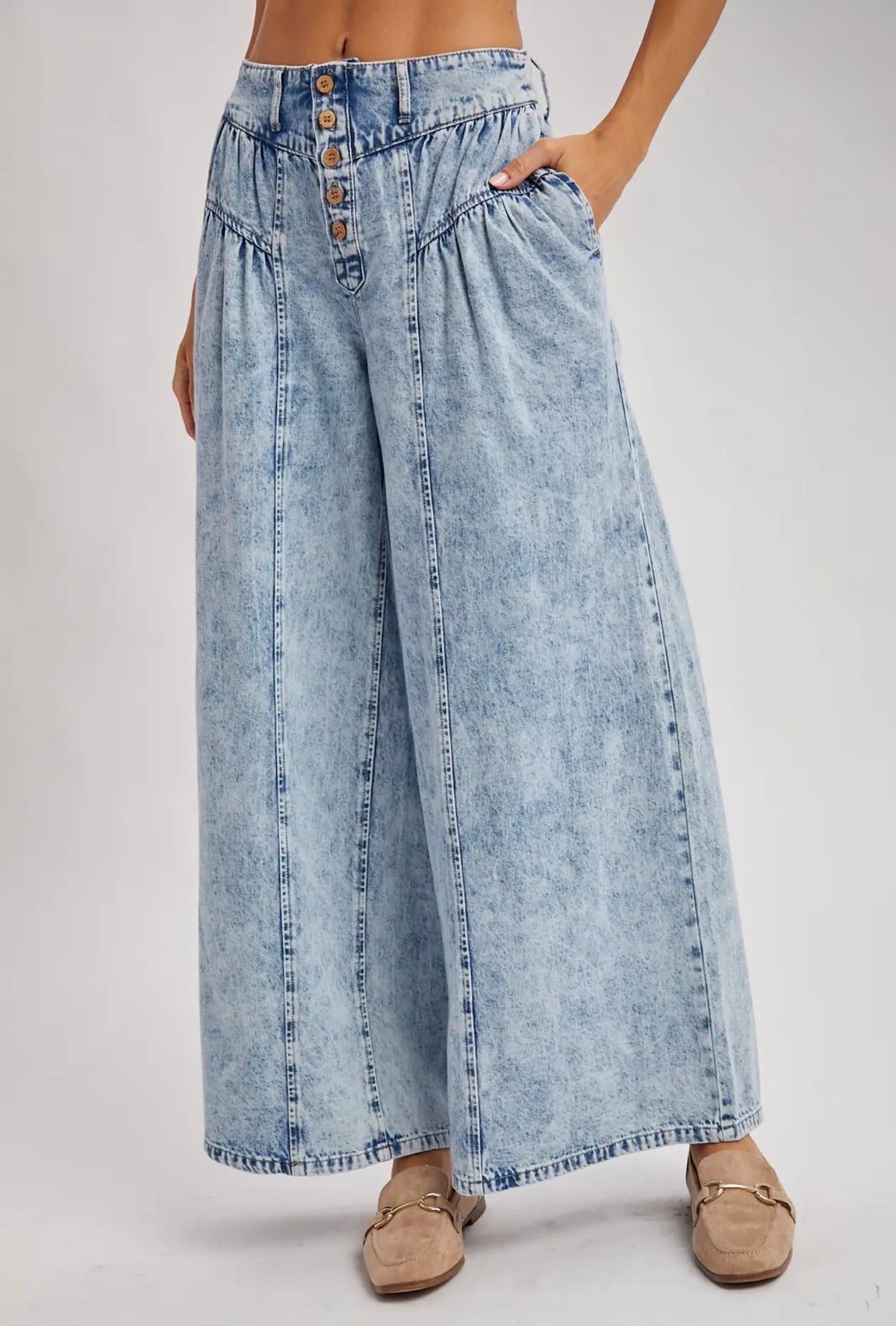 BluIvy Acid Wash Ultra Wide Leg Jeans