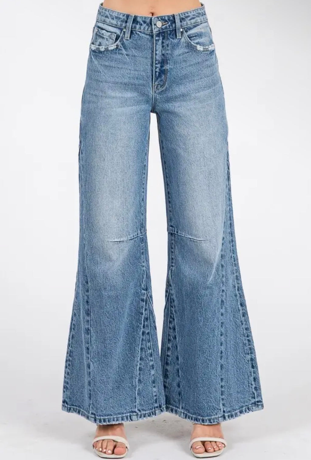 Petra 153 High Rise Seam Detail Slouchy Wide Leg Jeans
