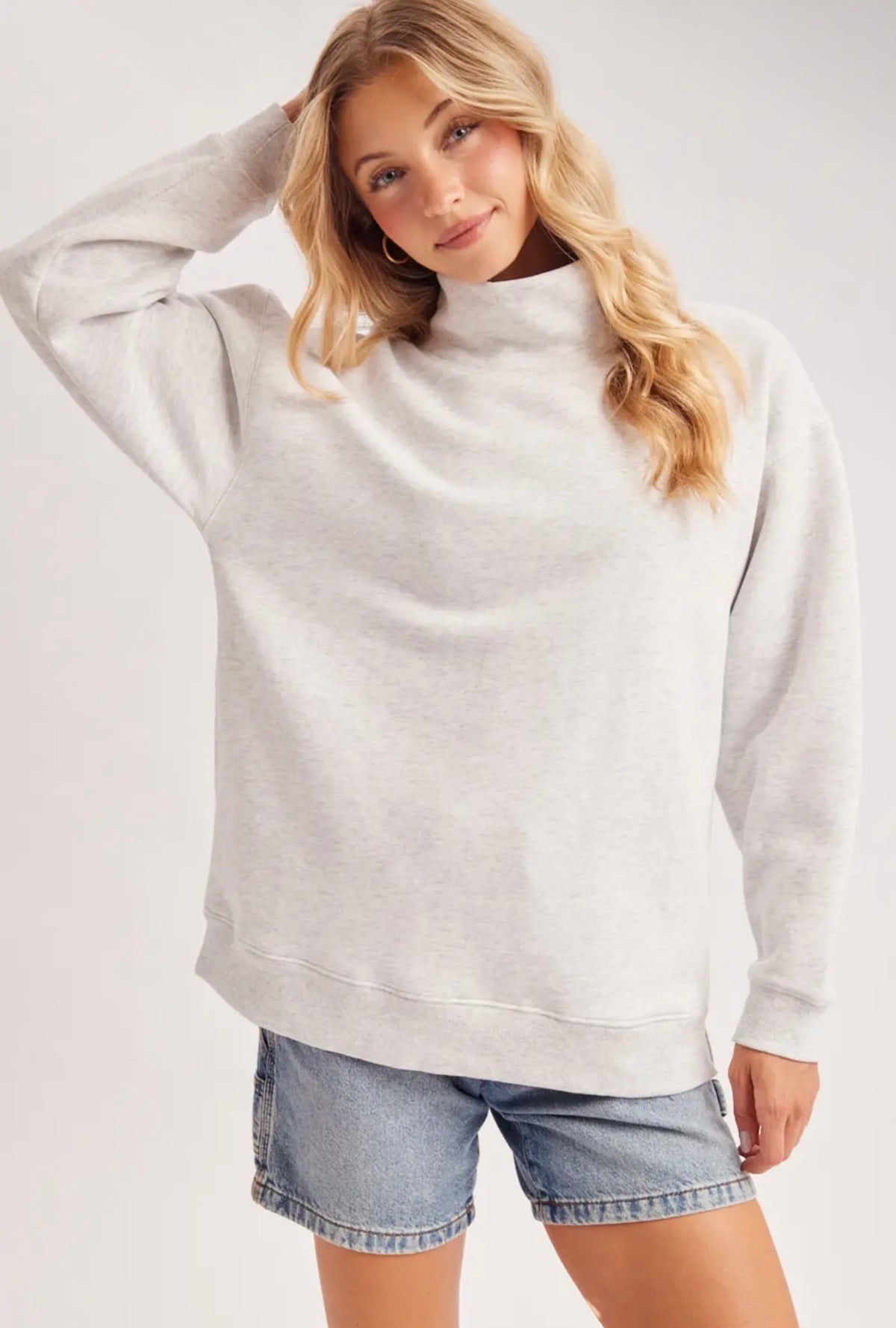 Bluivy Oversized Mock Neck Sweatshirt