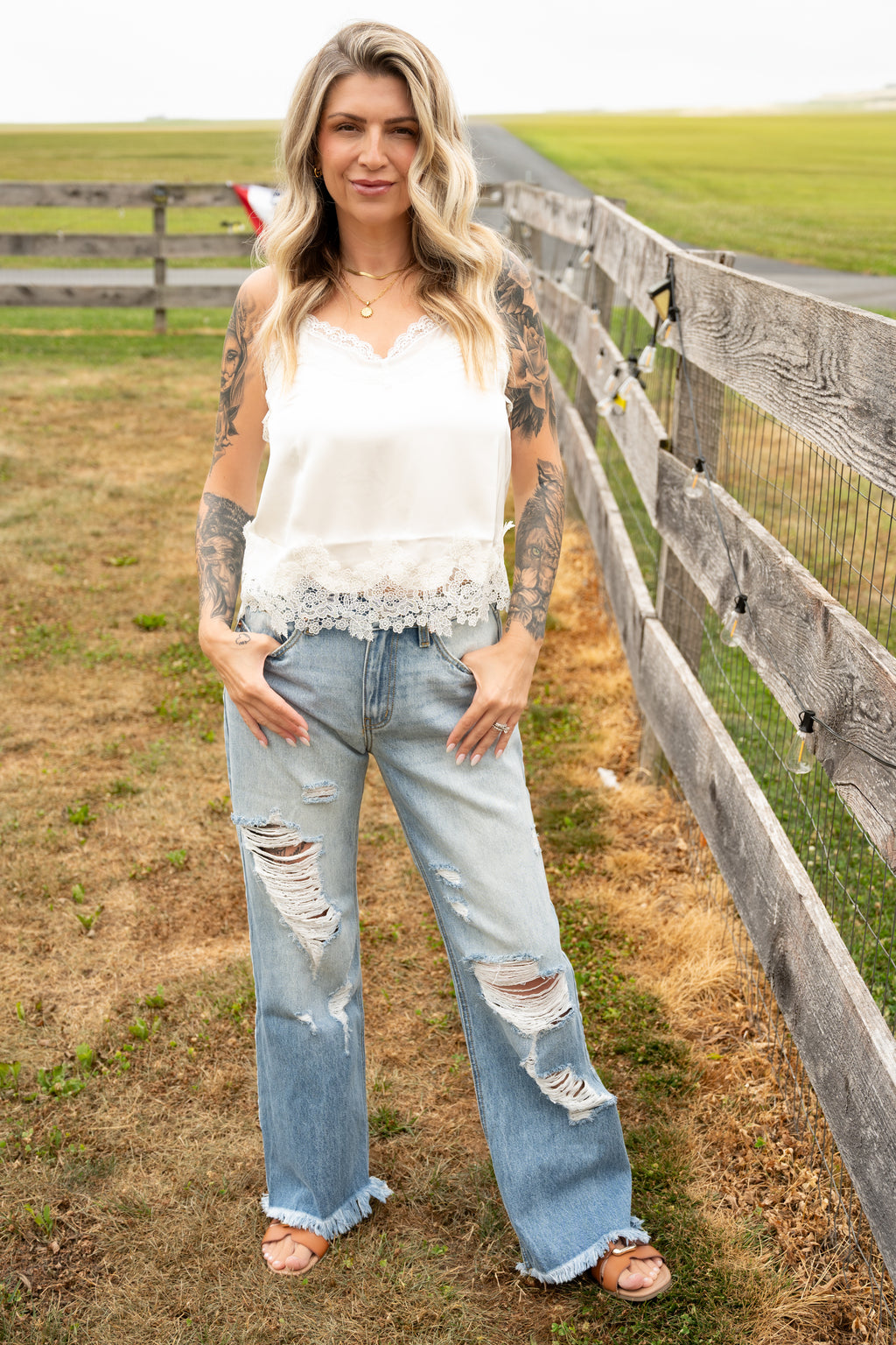 Hybrid High Rise Distressed Wide Leg Jeans