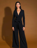 Flying Tomato Black Wide Leg Jumpsuit with Tie Waist