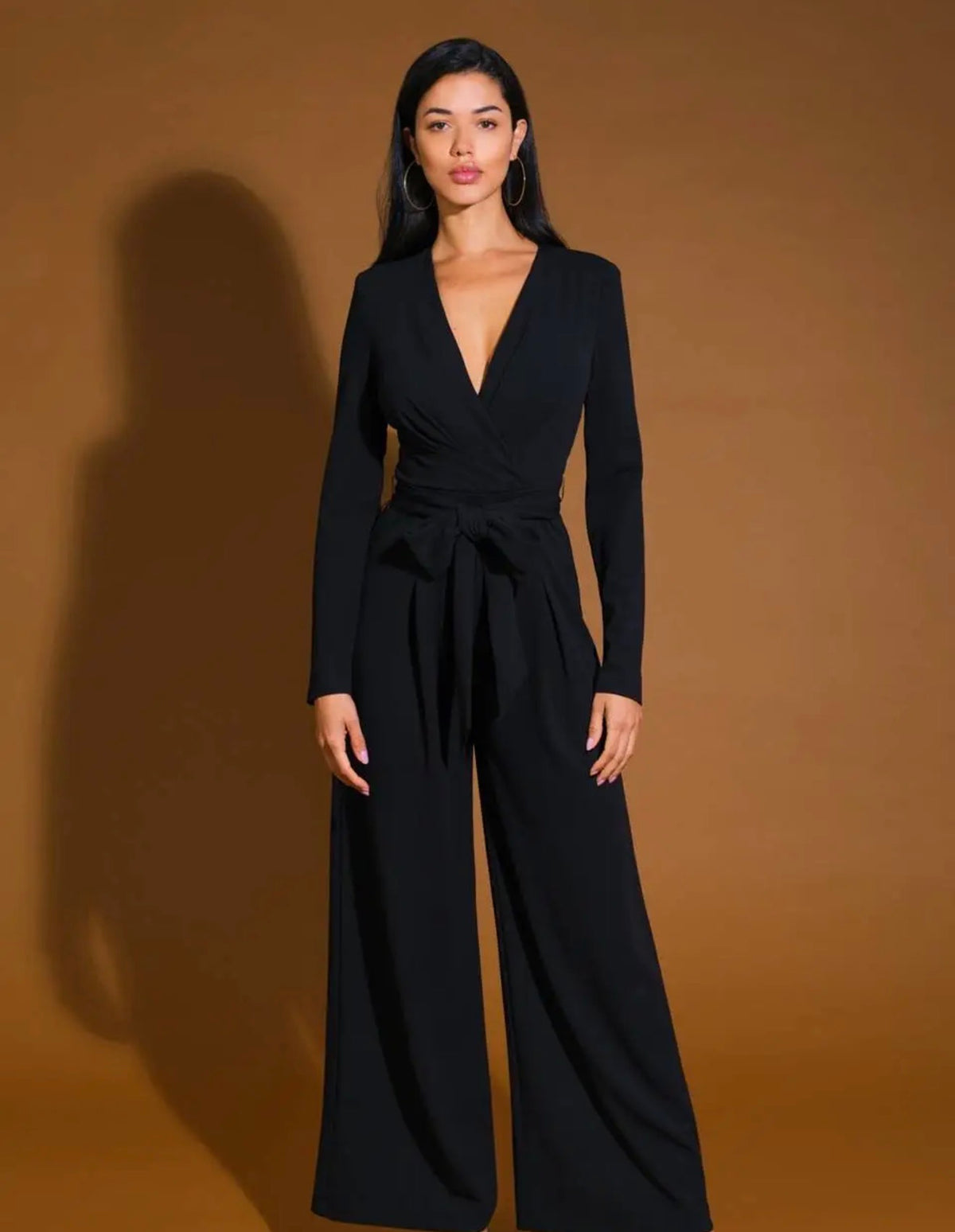 Flying Tomato Black Wide Leg Jumpsuit with Tie Waist