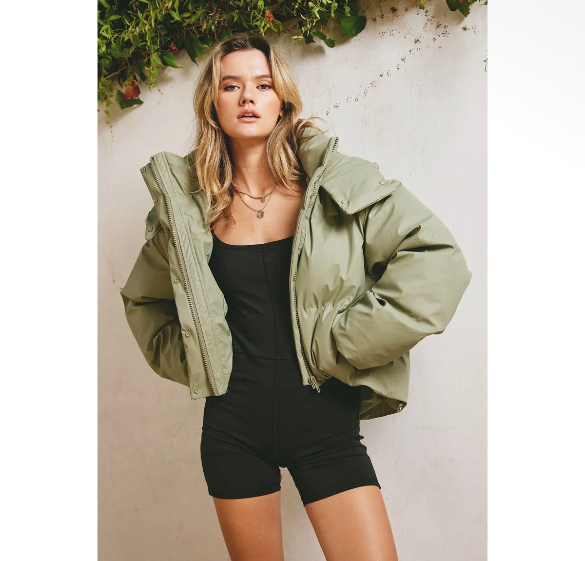 Sage Buttery Cropped Puffer Jacket