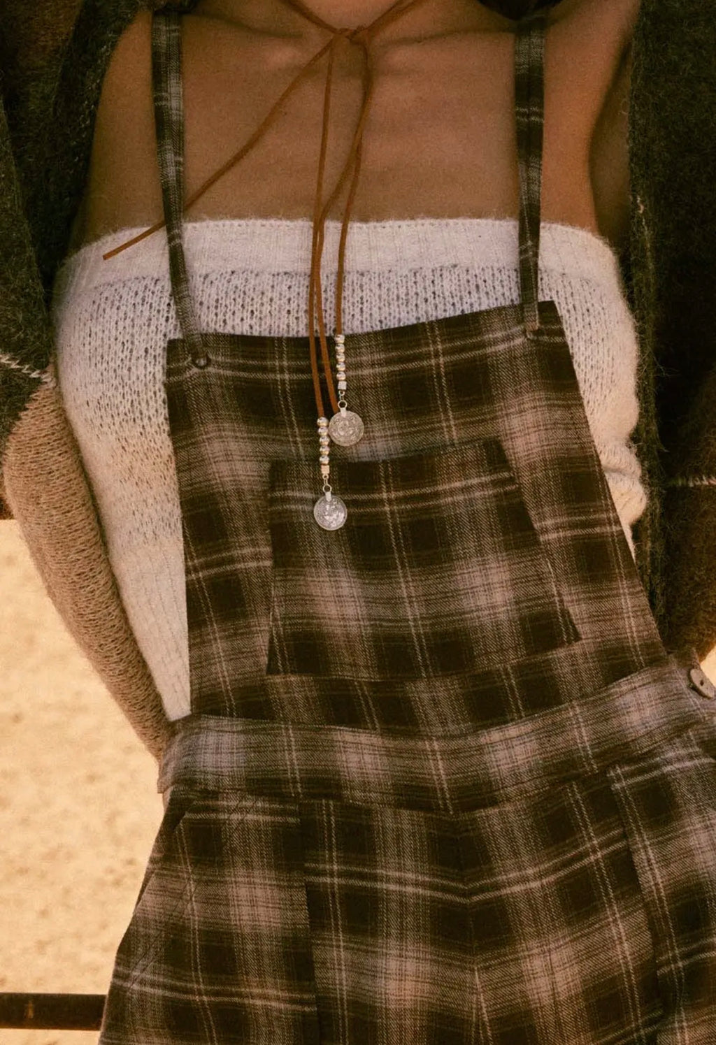 Promesa Plaid Wide Leg Flannel Overalls