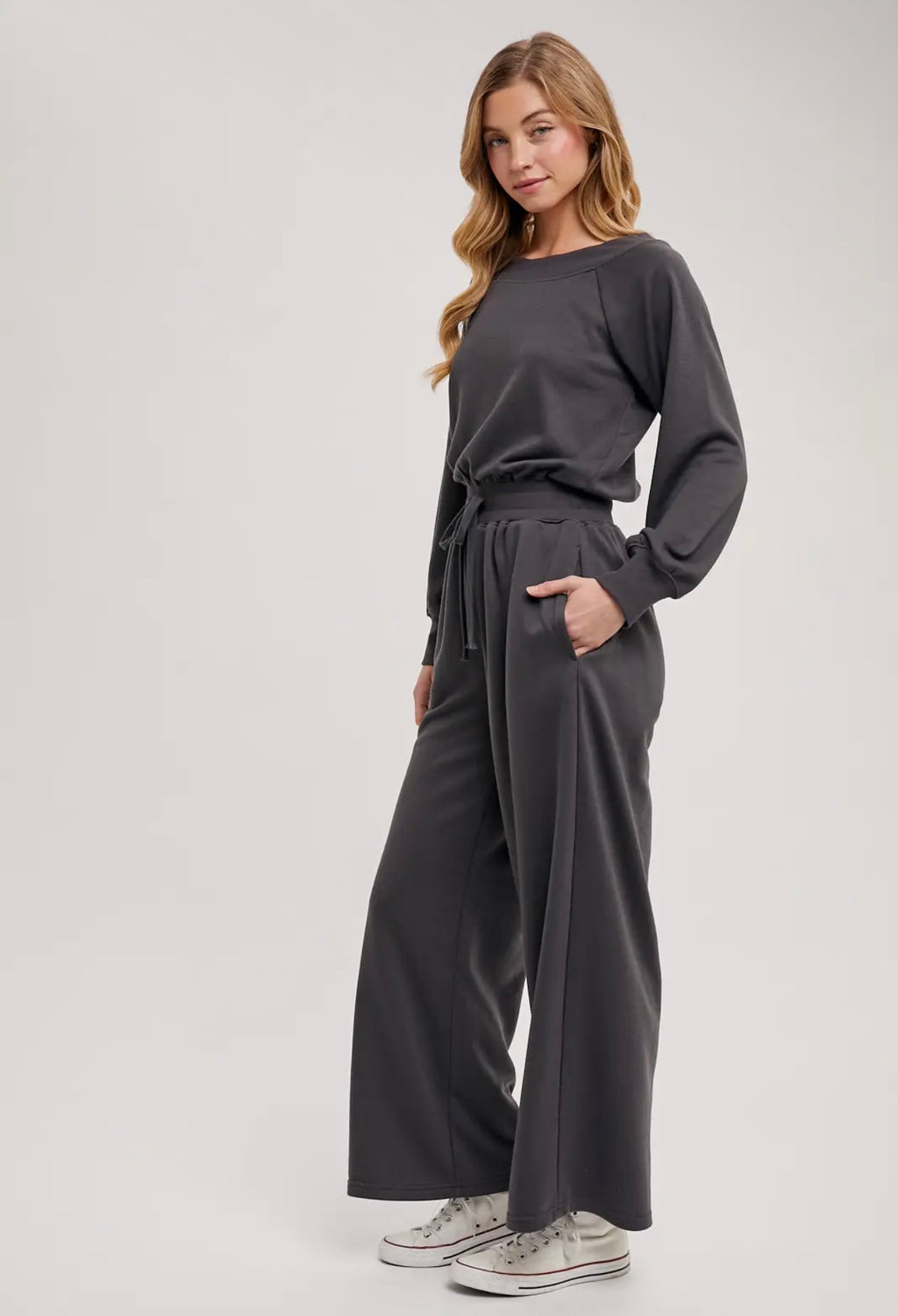 BluIvy Ash Off-the-Shoulder Wide Leg Jumpsuit