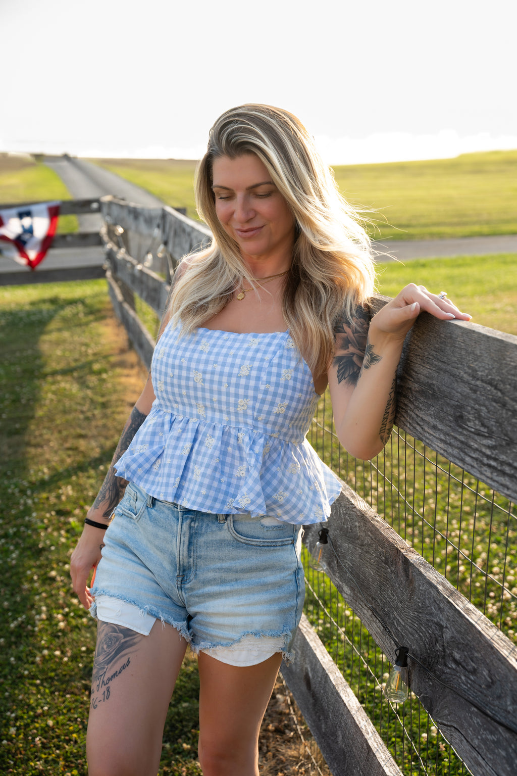 Bluebell Gingham Peplum Top