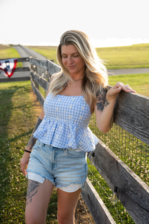Bluebell Gingham Peplum Top