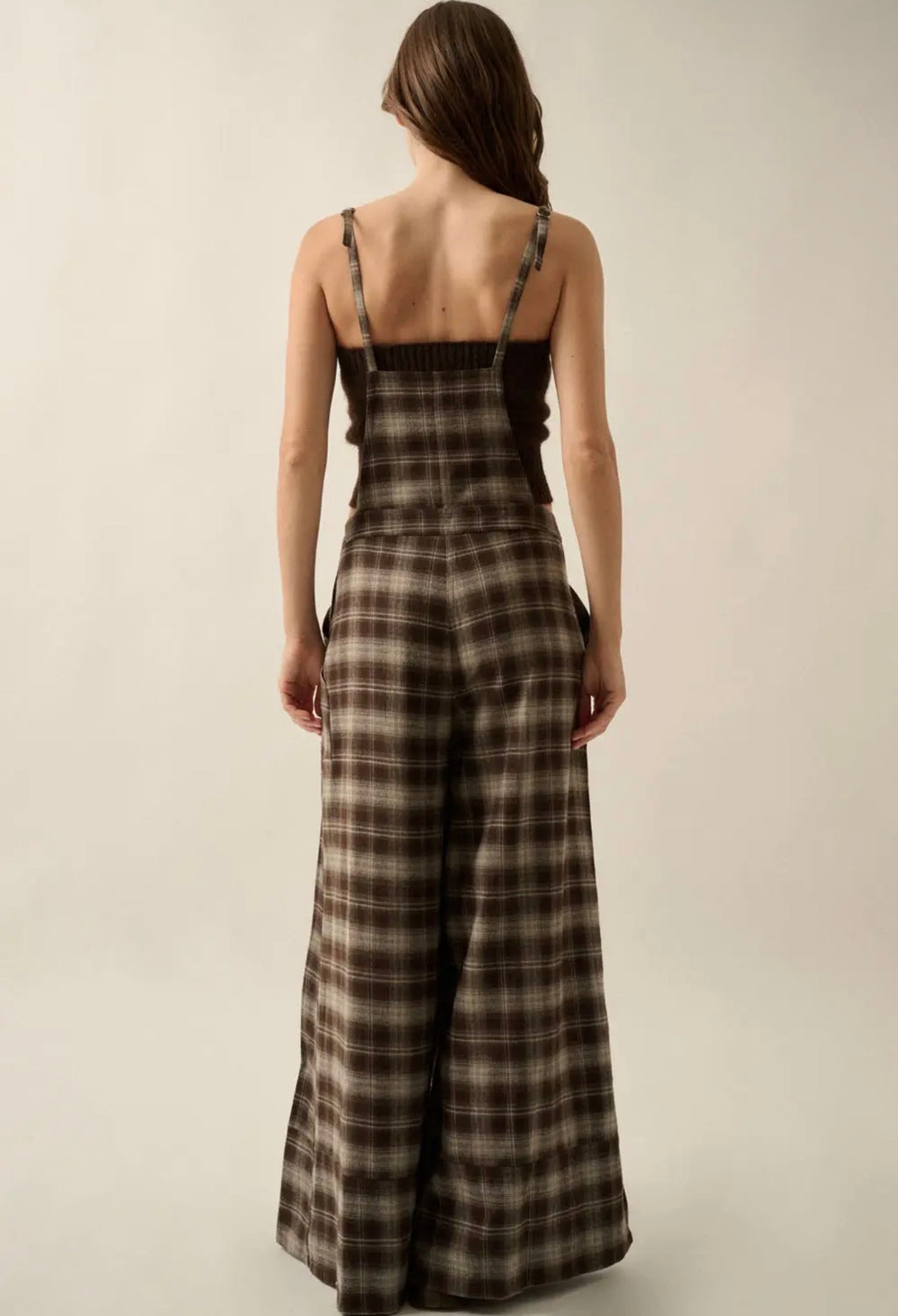 Promesa Plaid Wide Leg Flannel Overalls