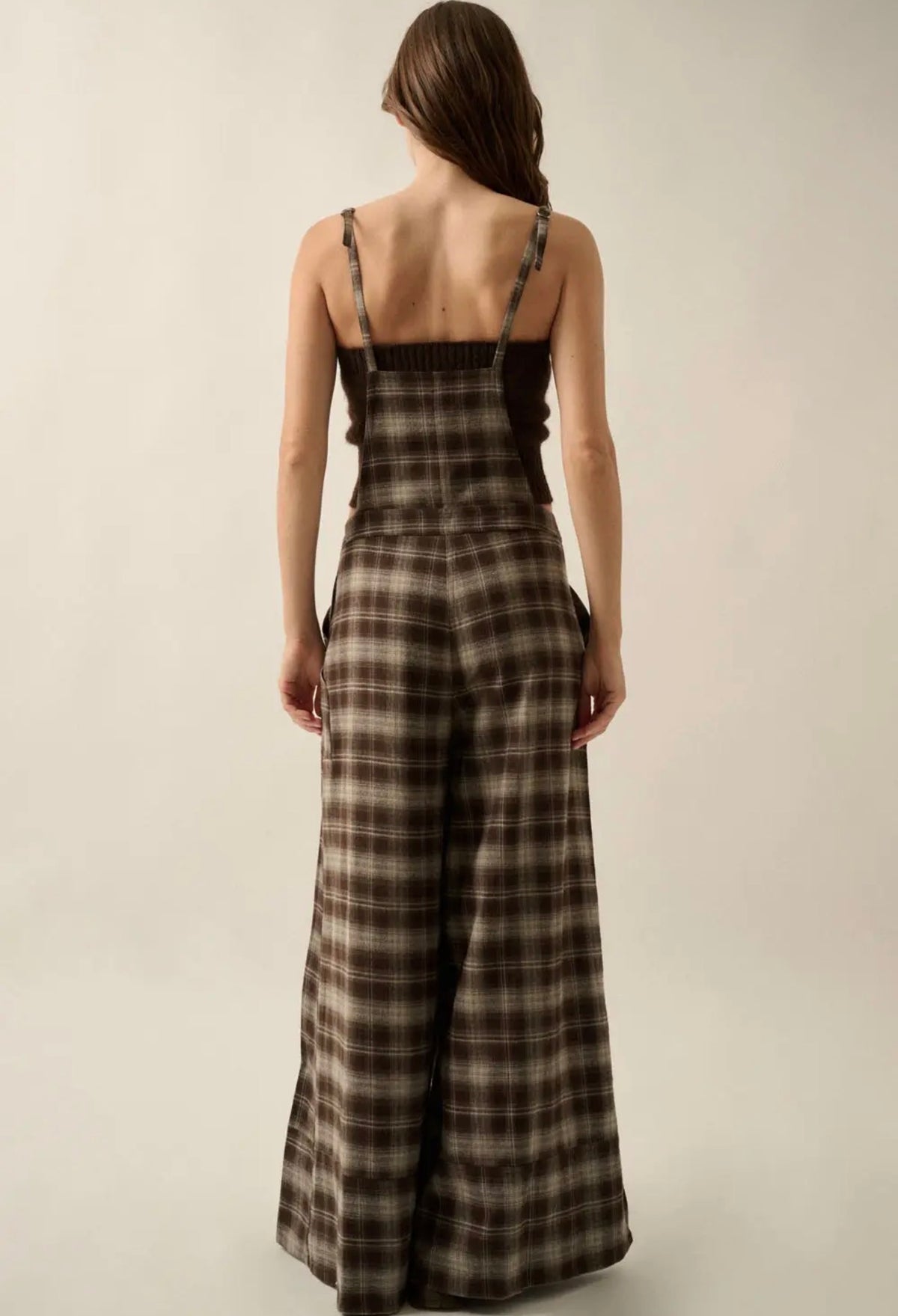 Promesa Plaid Wide Leg Flannel Overalls