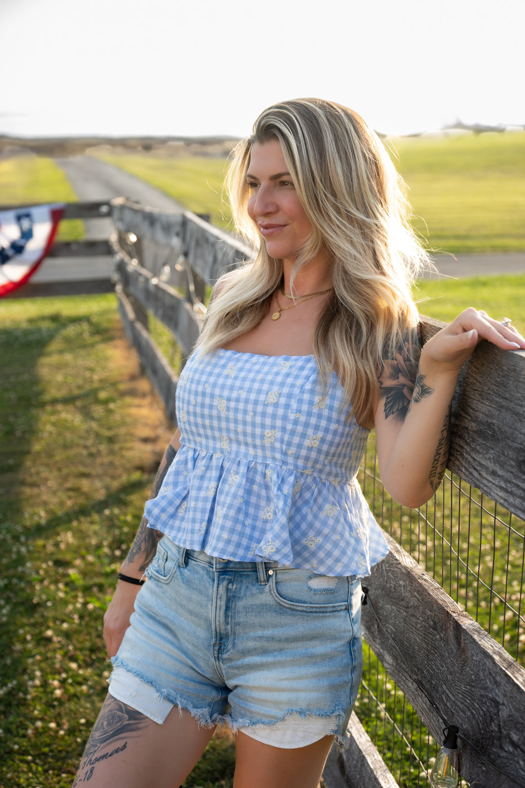 Bluebell Gingham Peplum Top