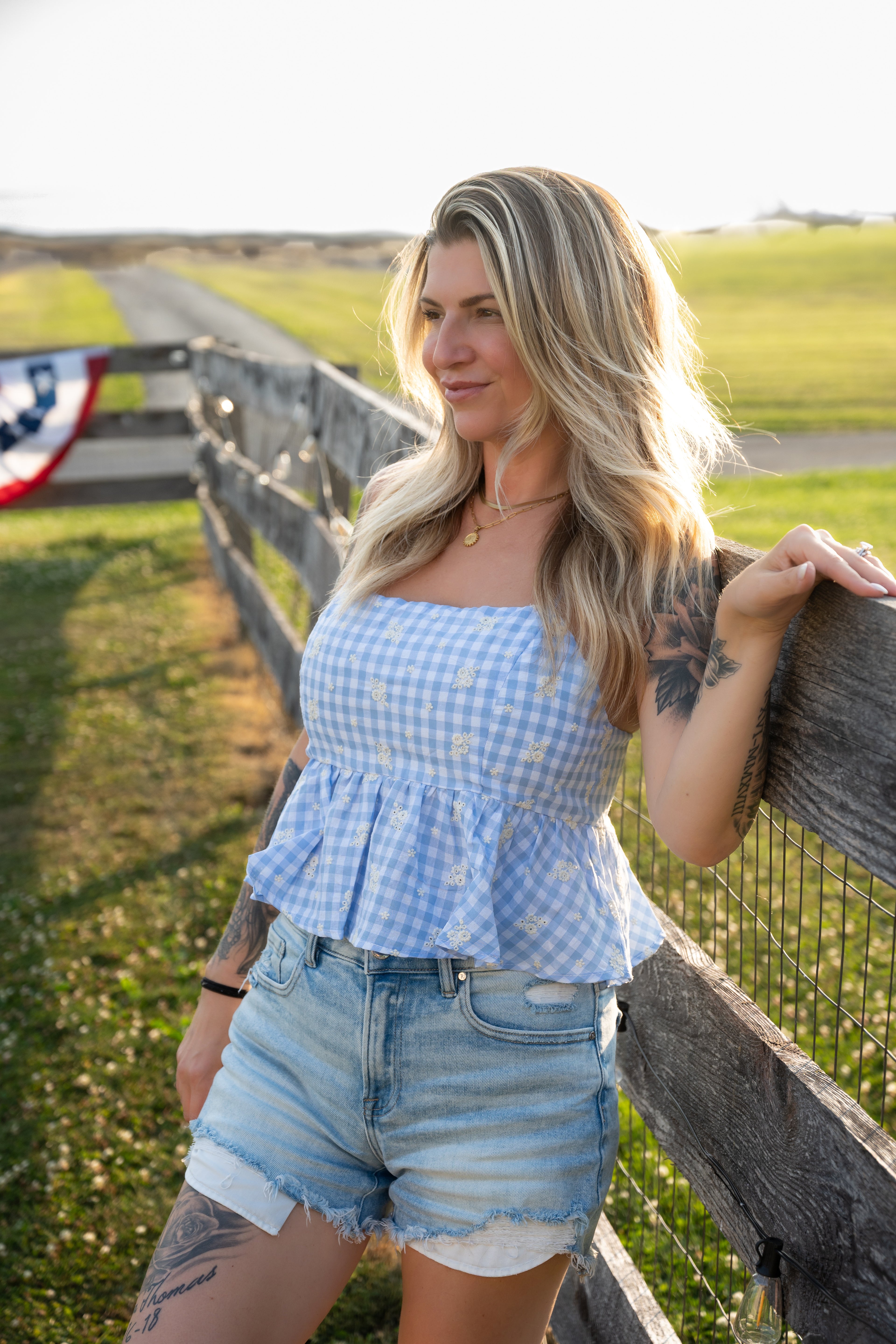 Bluebell Gingham Peplum Top