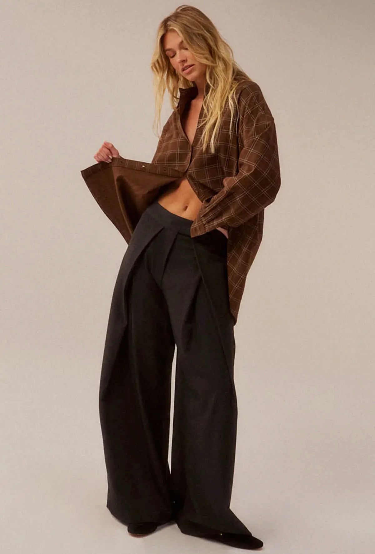 Promesa USA Pleated Wide Leg Trouser Pants | Black