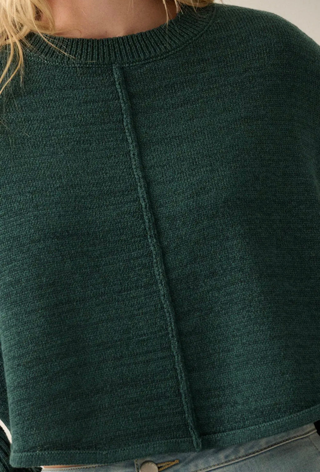 Promesa Hunter Green Cropped Dolman Sleeve Sweater