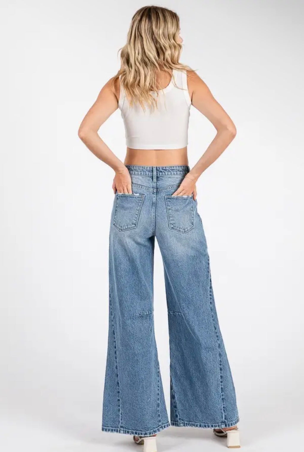 Petra 153 High Rise Seam Detail Slouchy Wide Leg Jeans