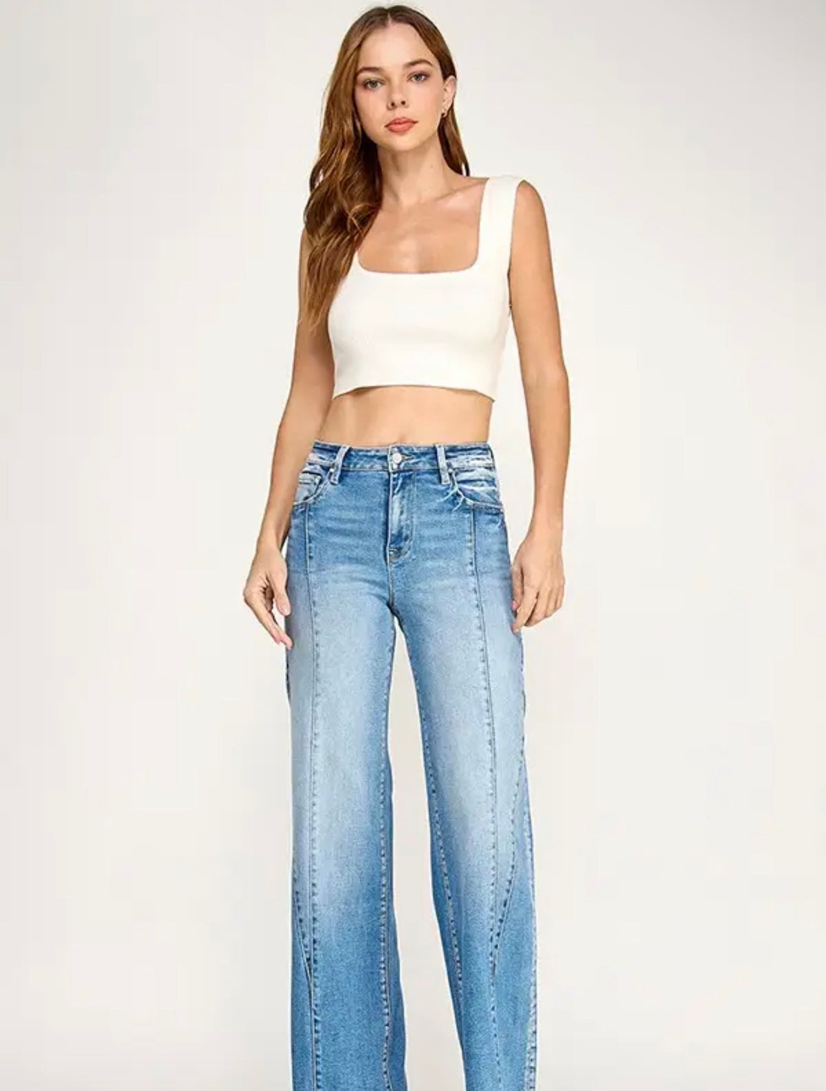 Petra 153 Super stretch high rise wide leg with seam detail