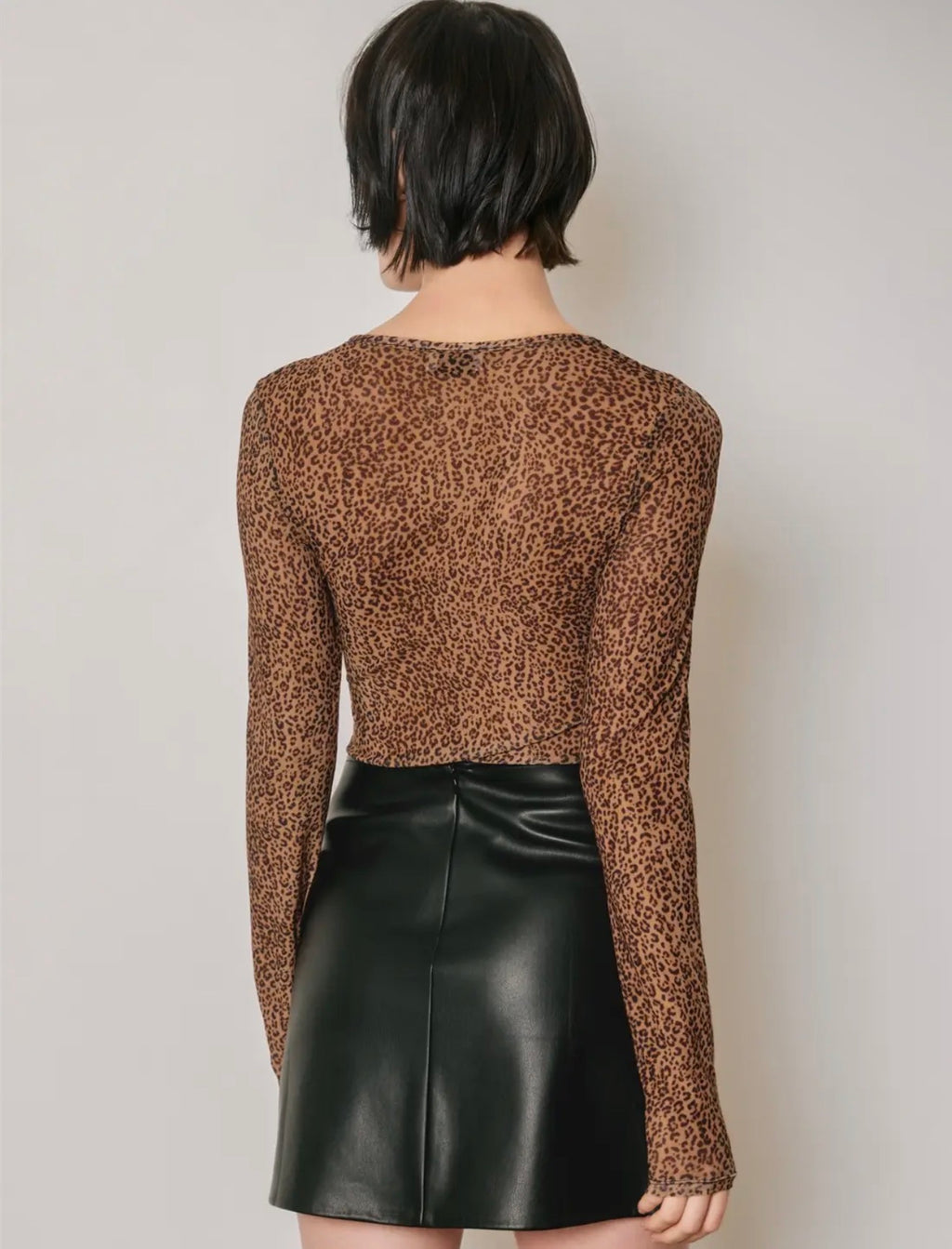 Leopard Mesh Long Sleeve Bodysuit