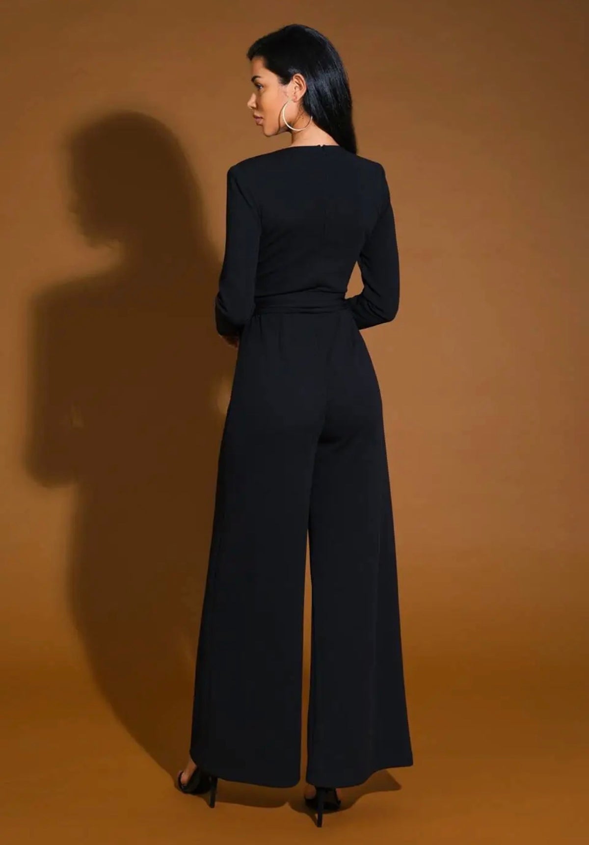 Flying Tomato Black Wide Leg Jumpsuit with Tie Waist