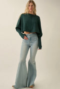 Promesa Hunter Green Cropped Dolman Sleeve Sweater