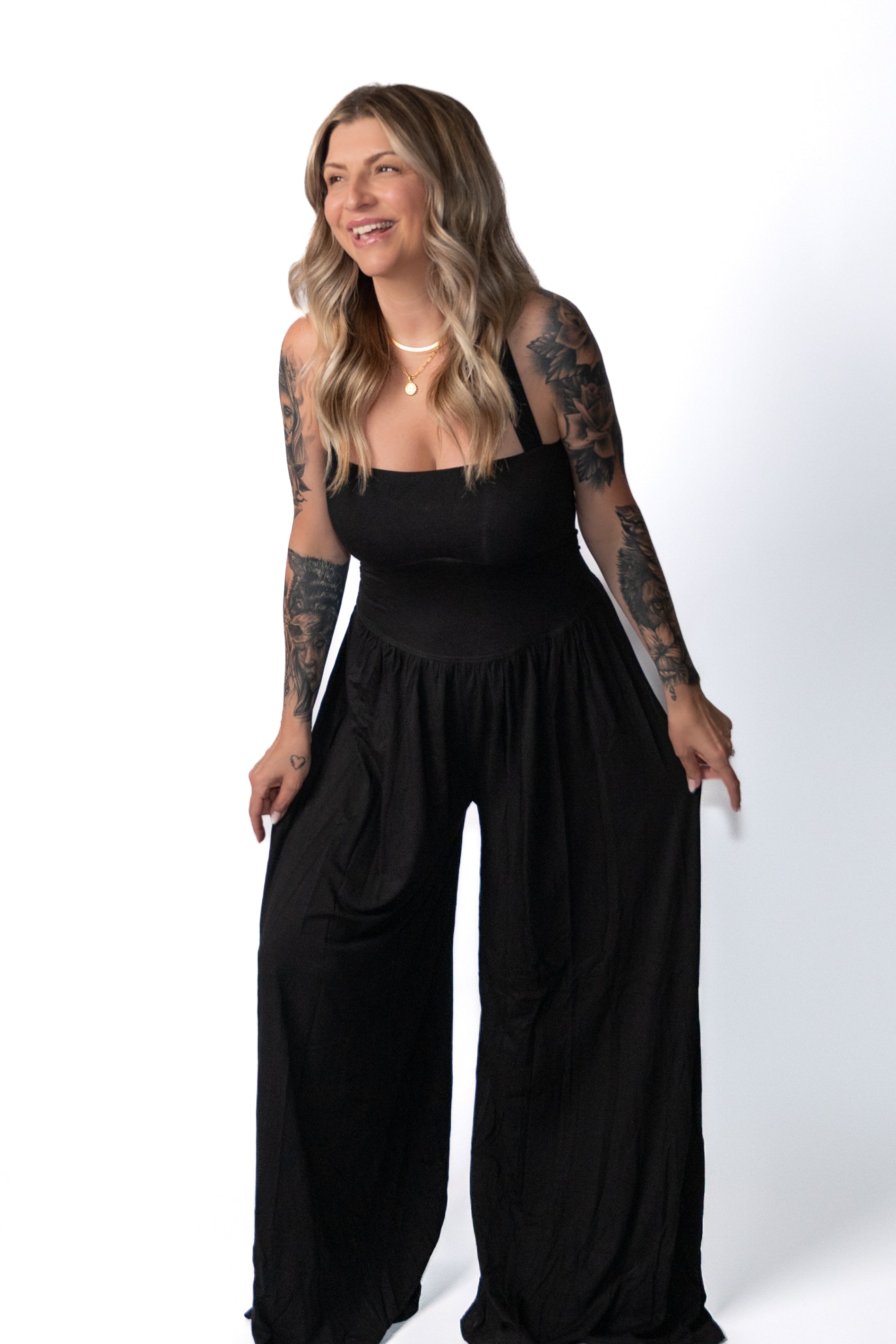 Midnight Flow Halter Jumpsuit