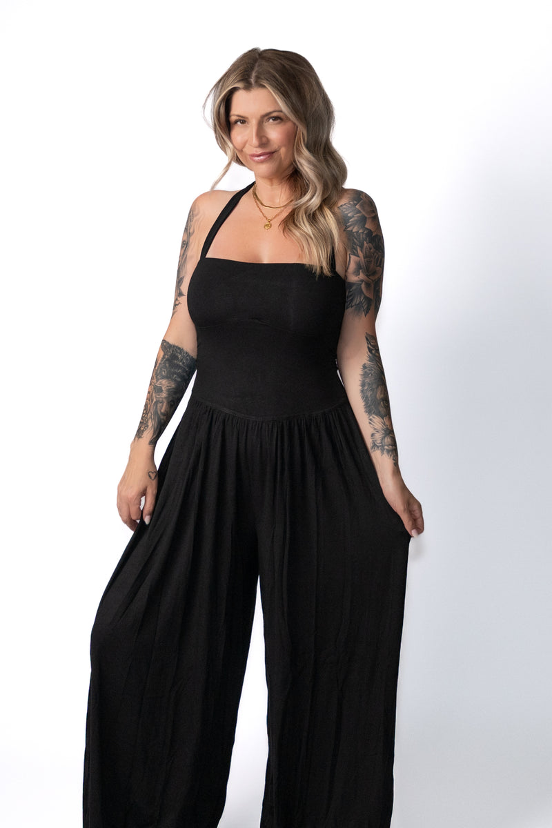 Midnight Flow Halter Jumpsuit