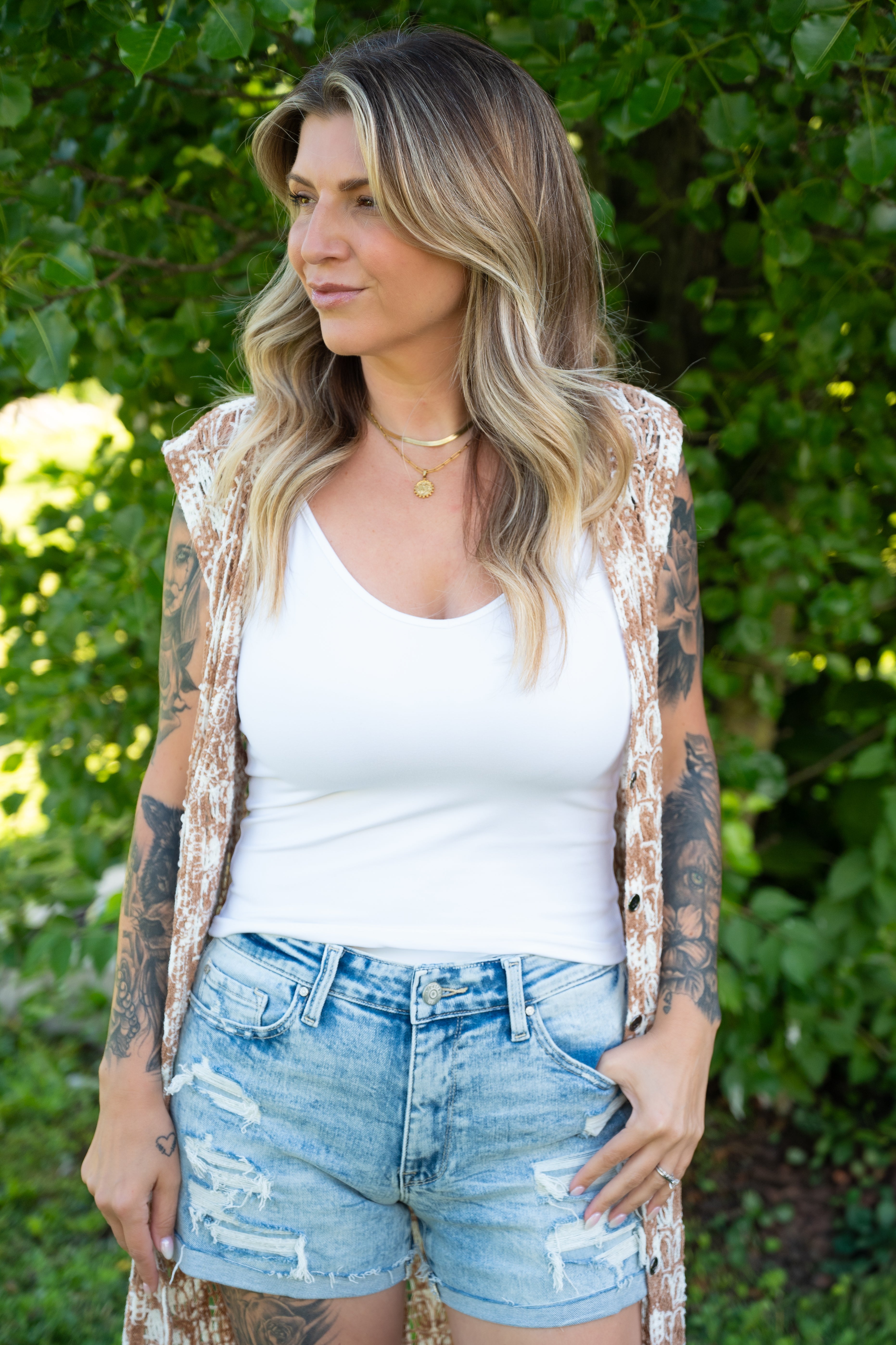 Sunny Days Distressed Denim Shorts