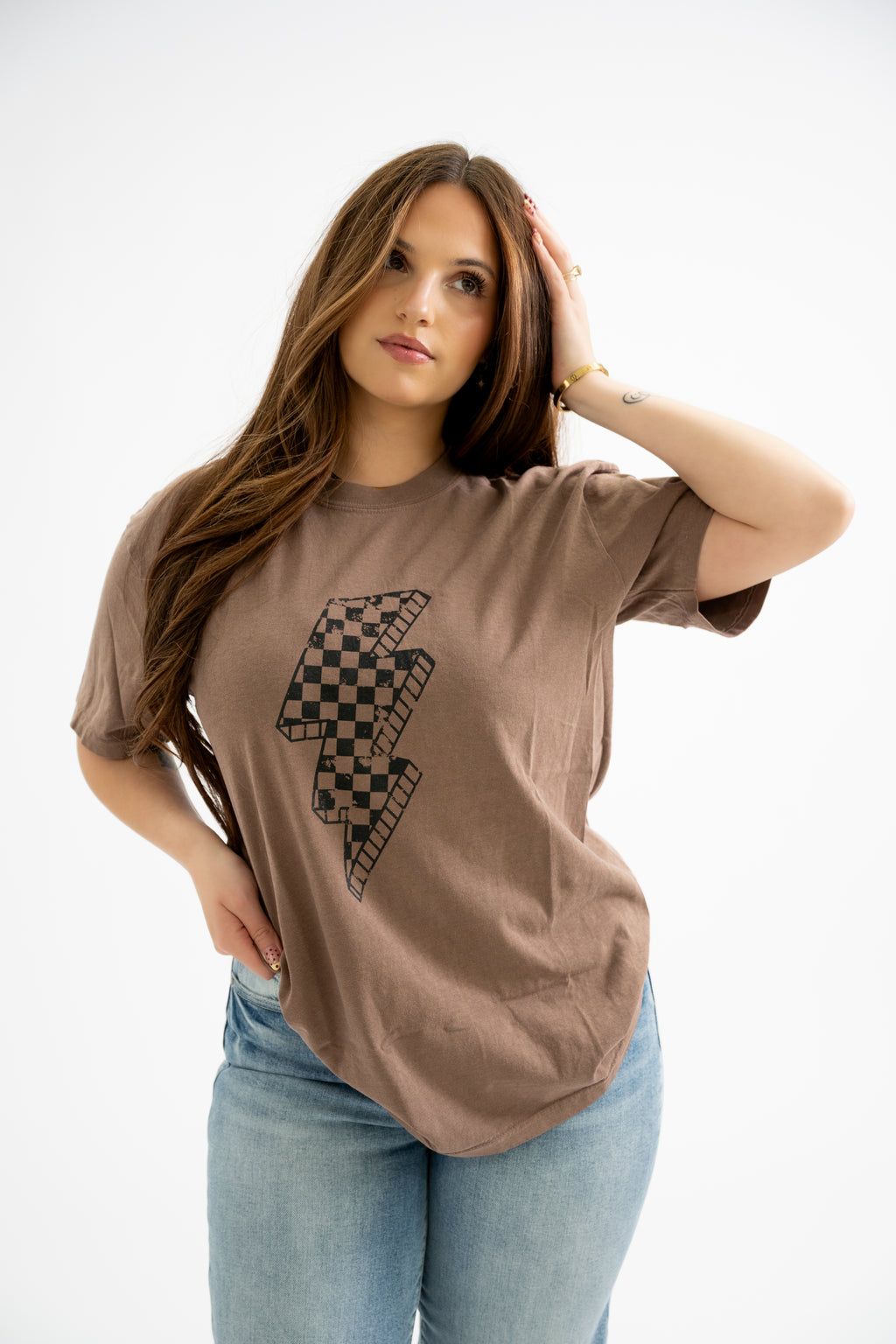 Checkered Lightning Bolt Graphic Tee
