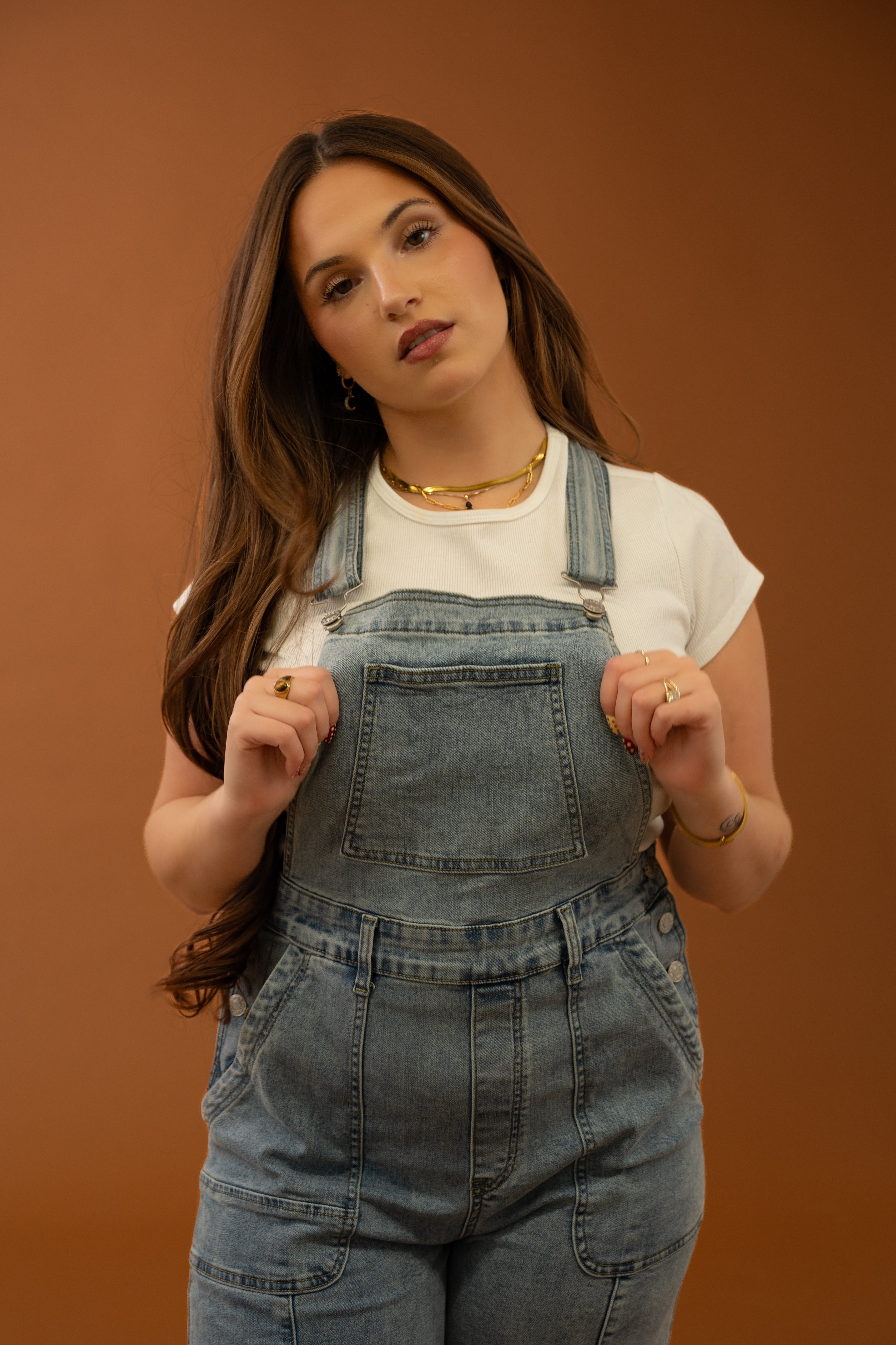 Wide Leg Denim Overalls