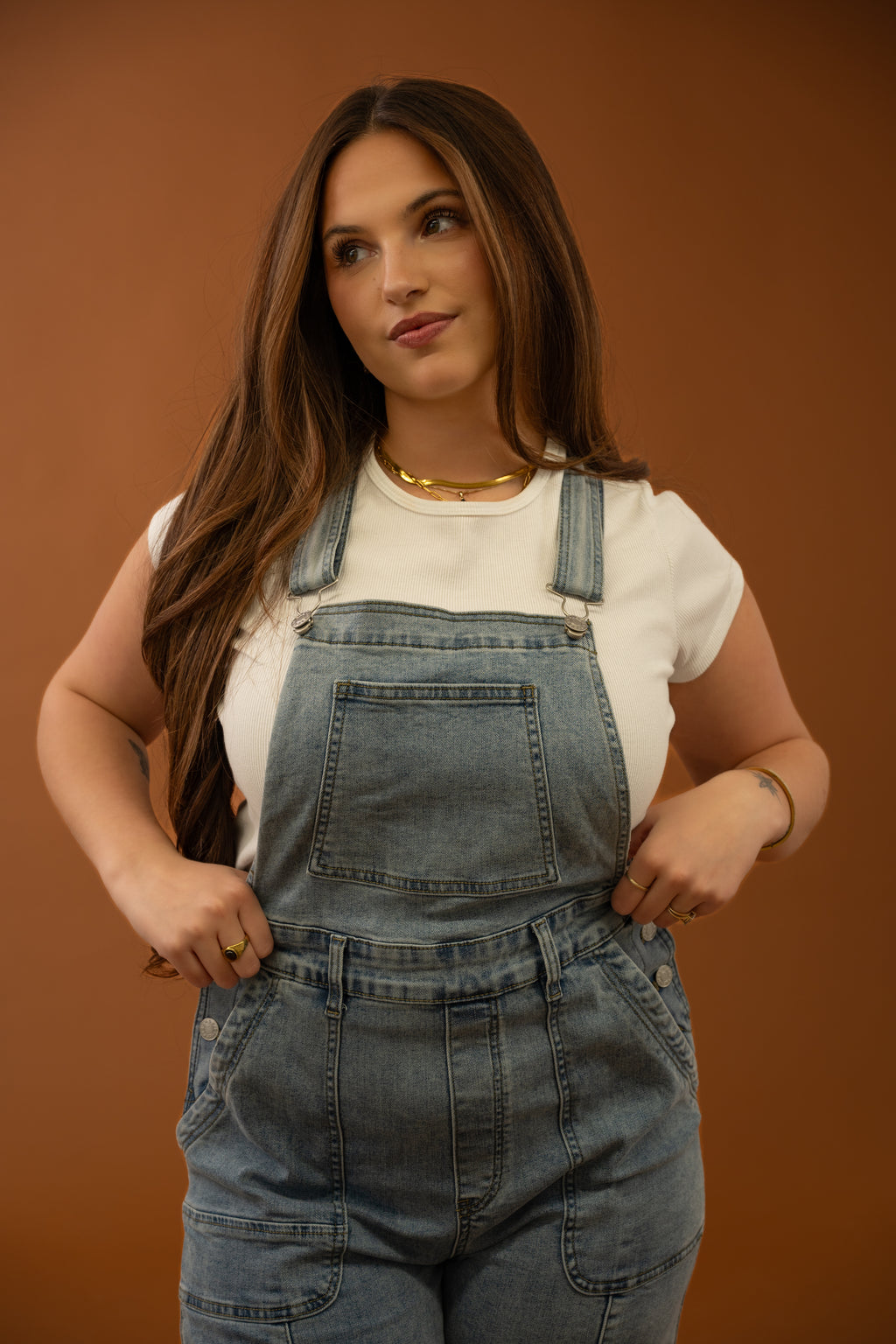 Wide Leg Denim Overalls