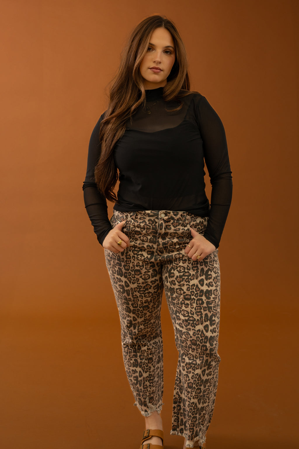 Wild Side Leopard Straight Leg Jeans