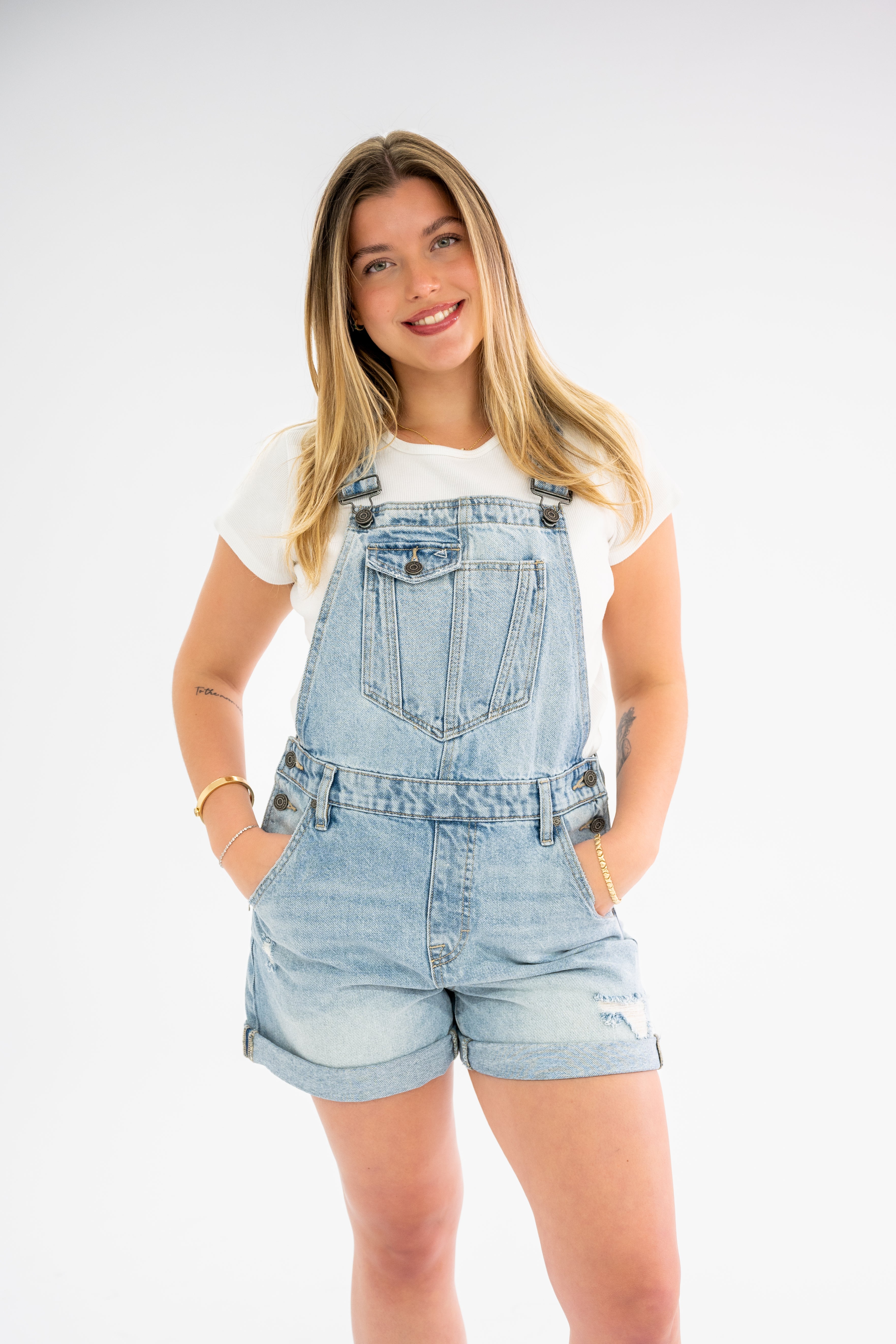 The Everyday Denim Overall Shorts