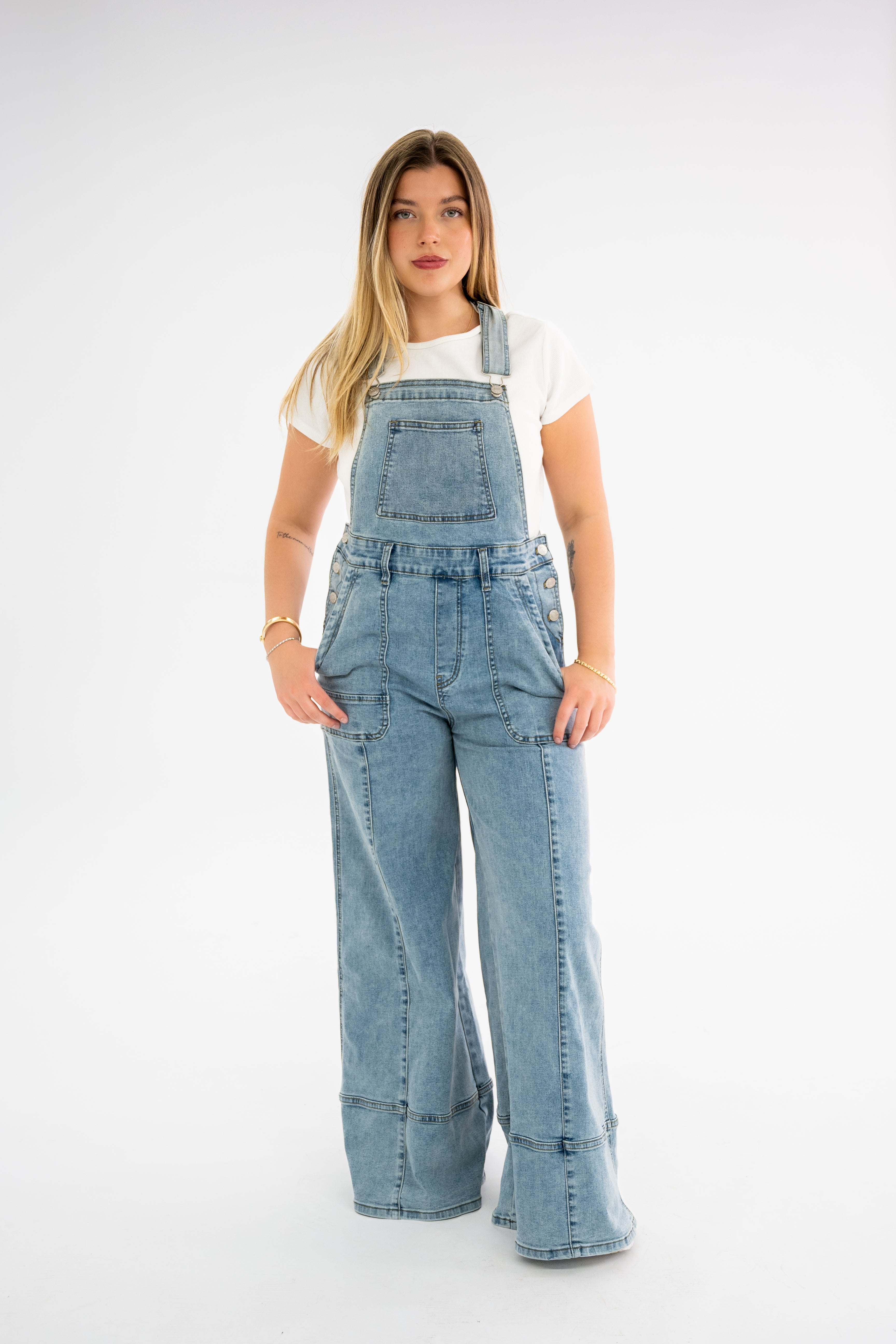 Wide Leg Denim Overalls
