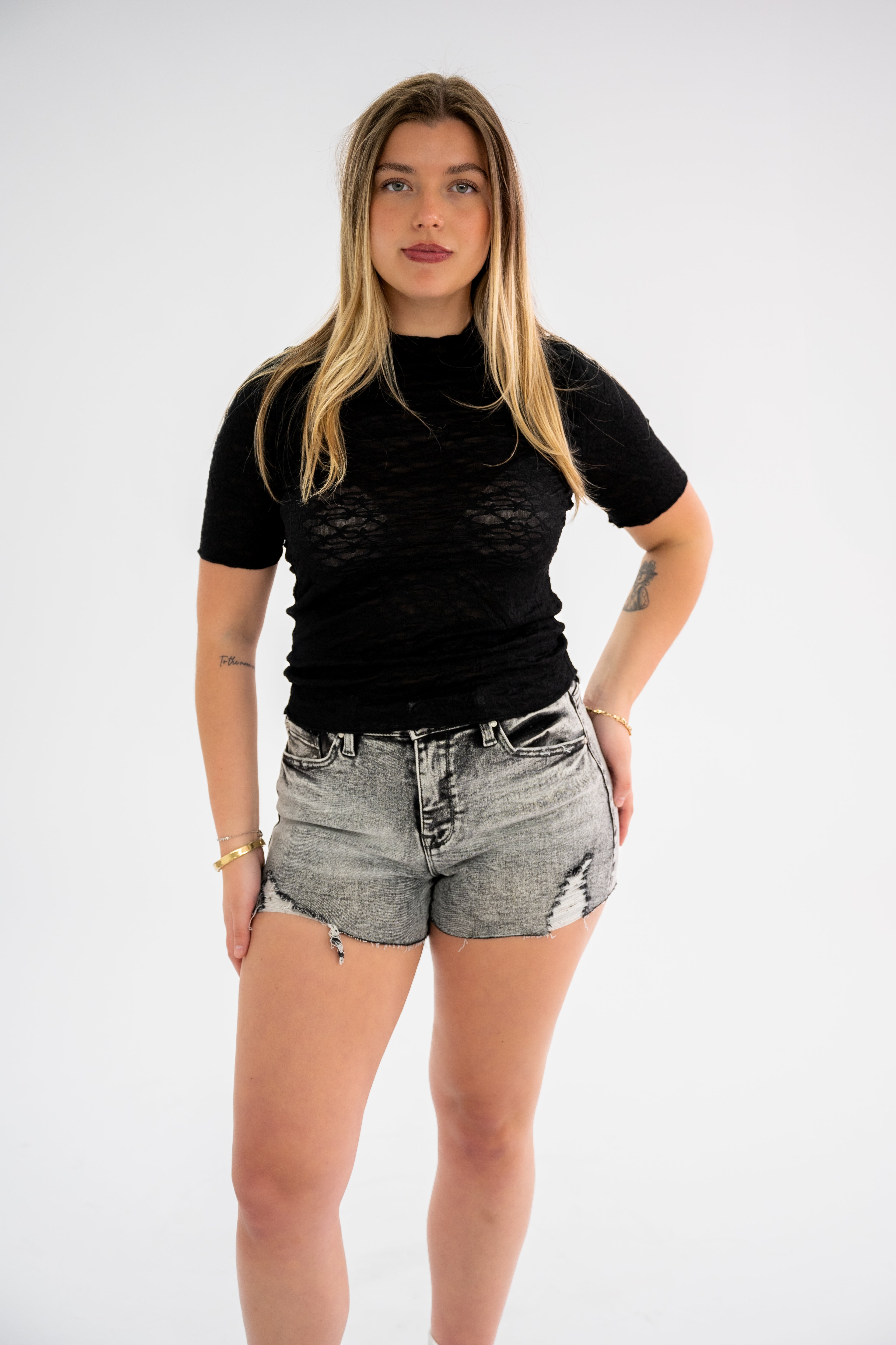 Everyday Gray Wash Denim Shorts