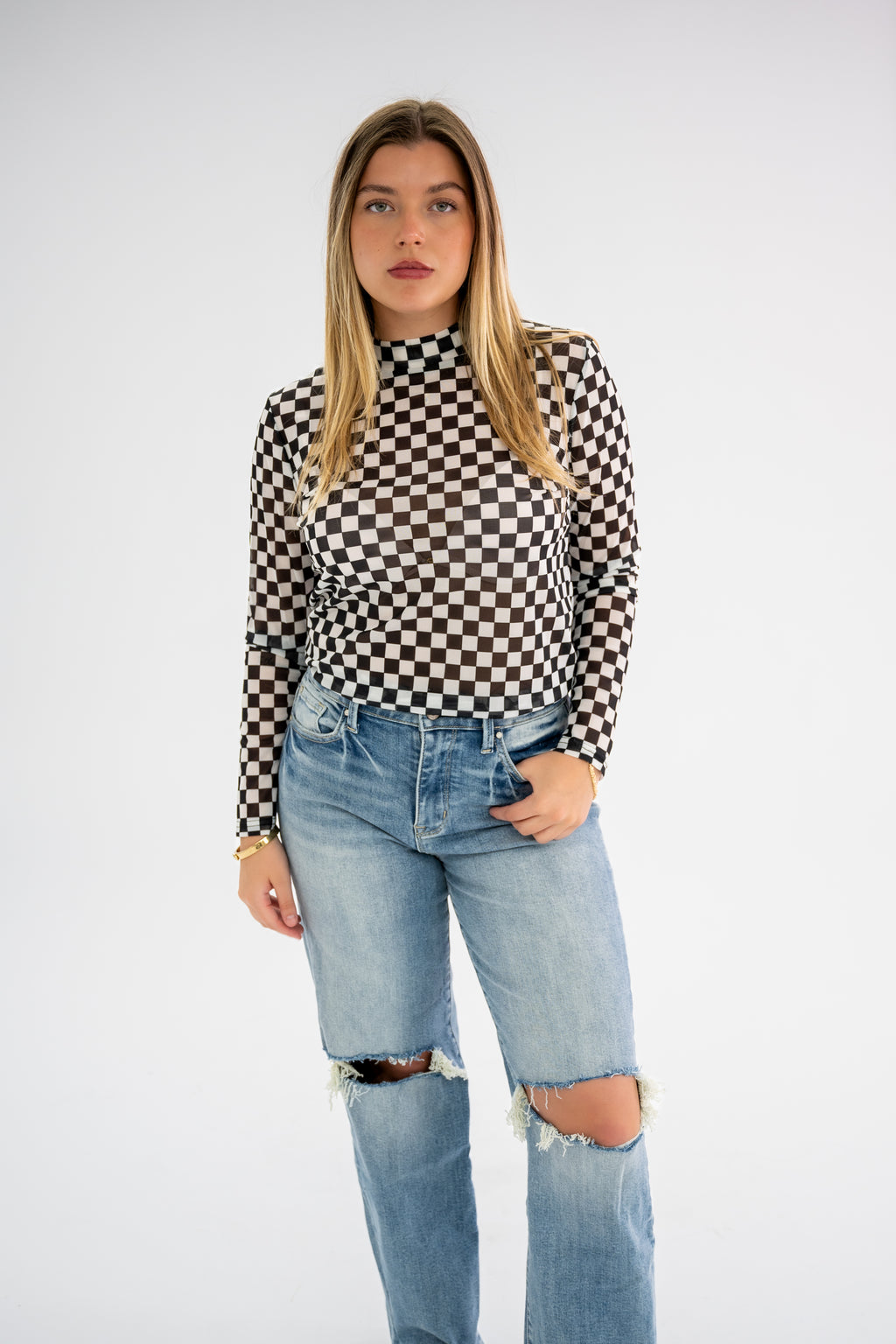 Checkered Mesh Top