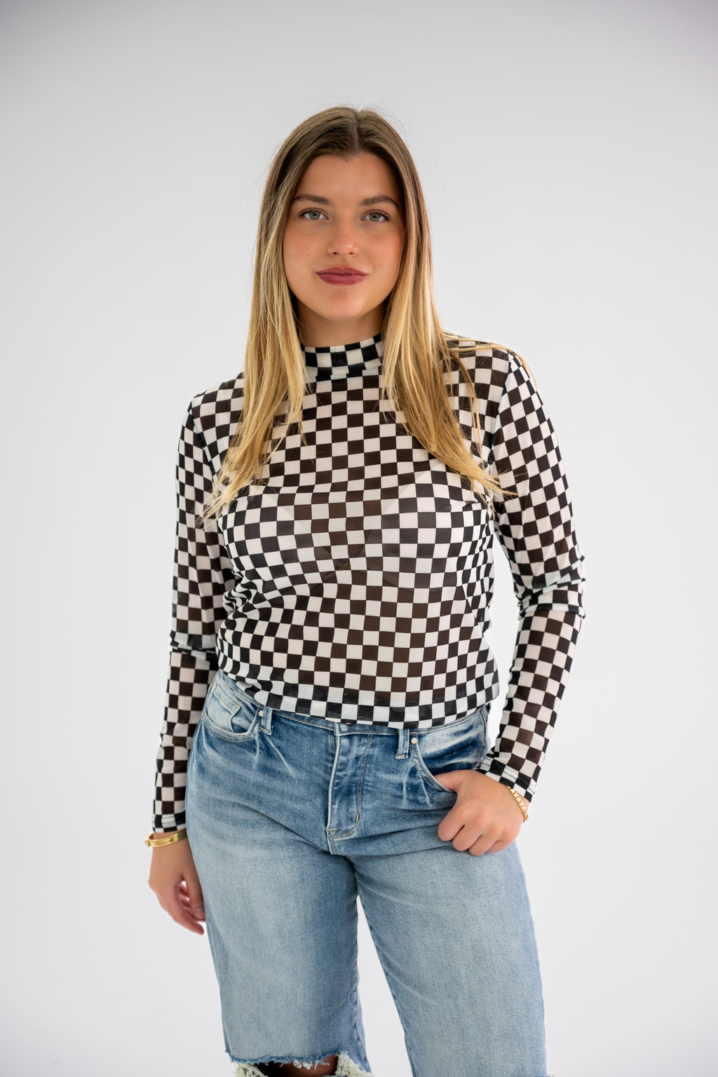 Checkered Mesh Top