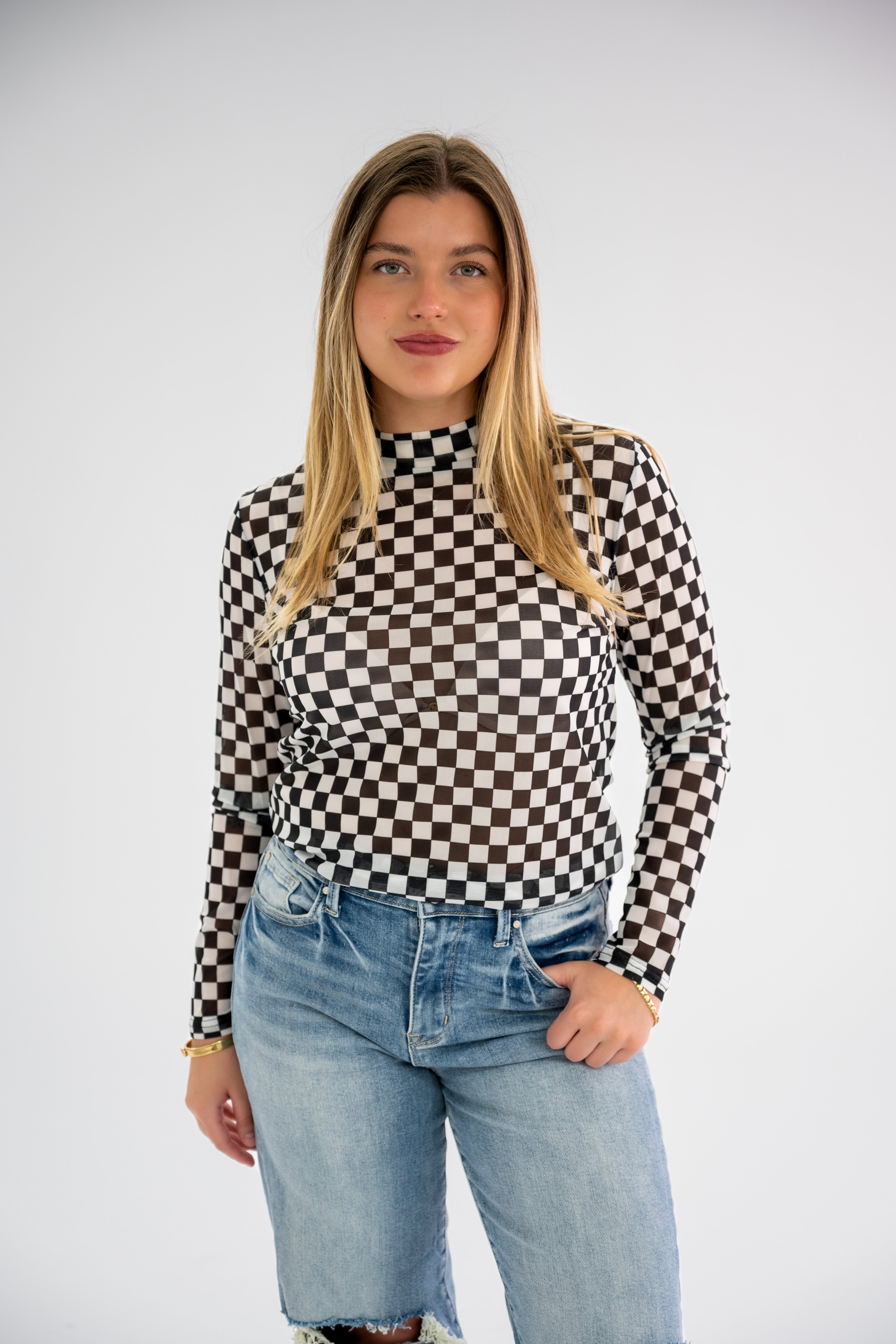 Checkered Mesh Top