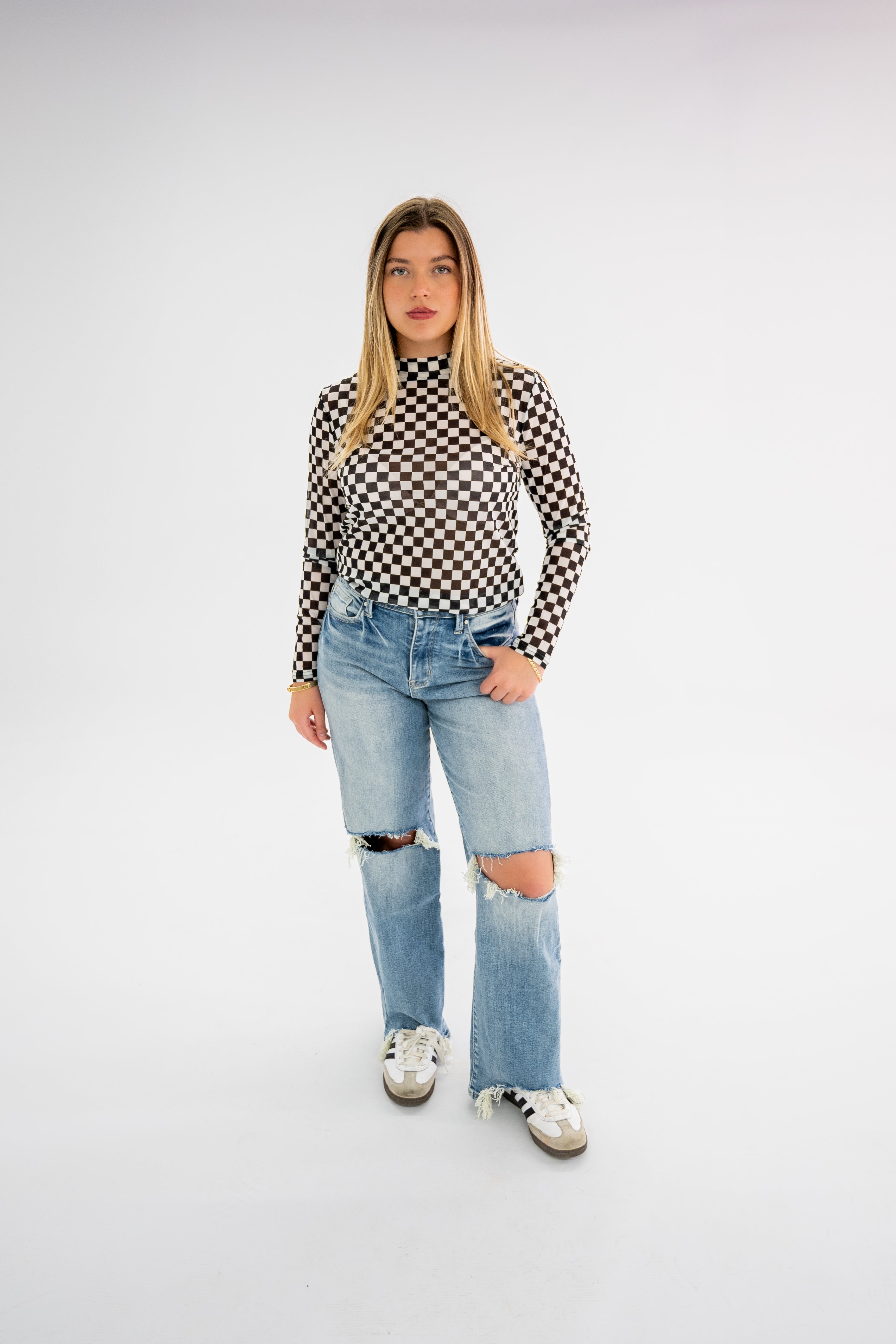Checkered Mesh Top