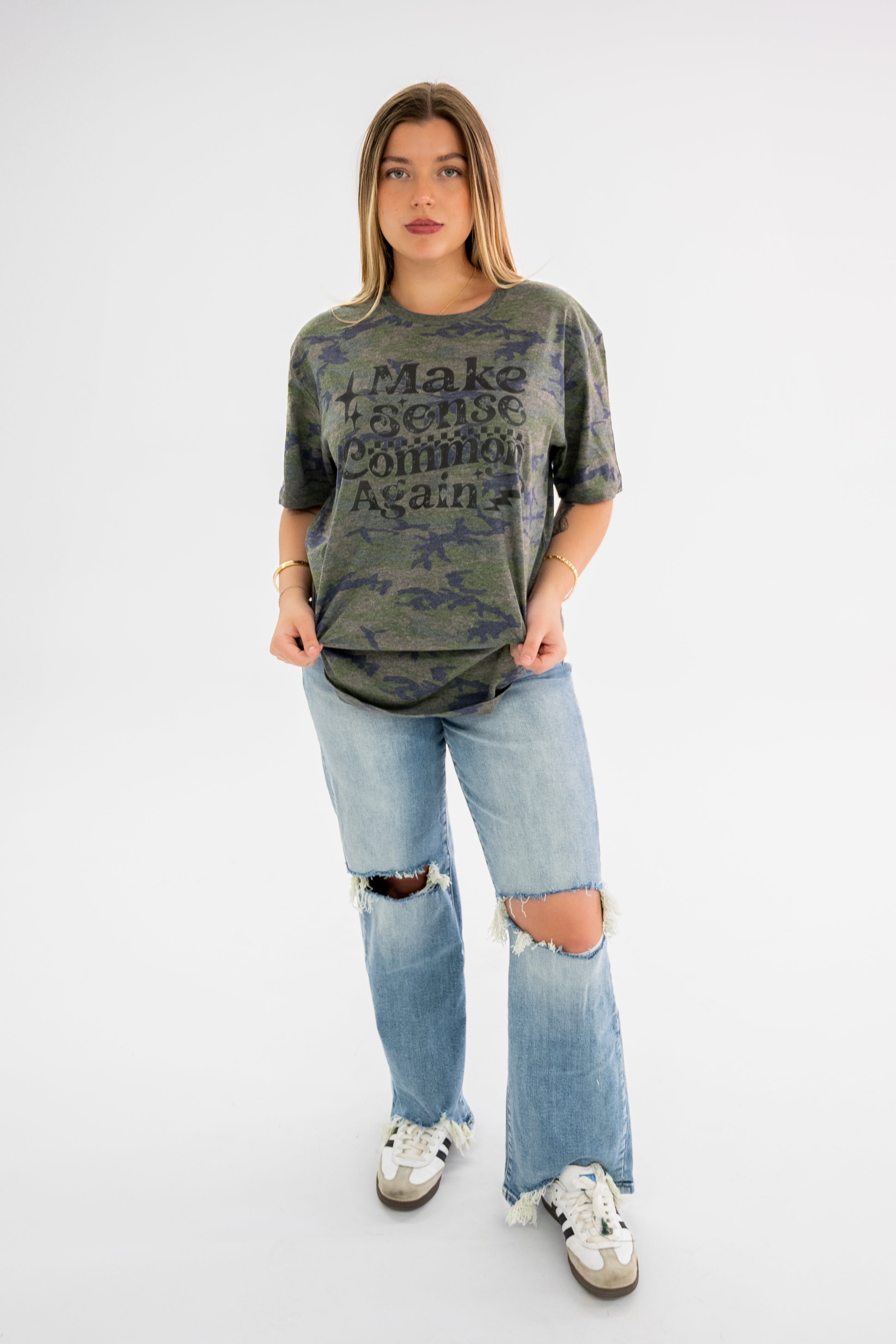 Make Common Sense Common Again Camo Graphic Tee