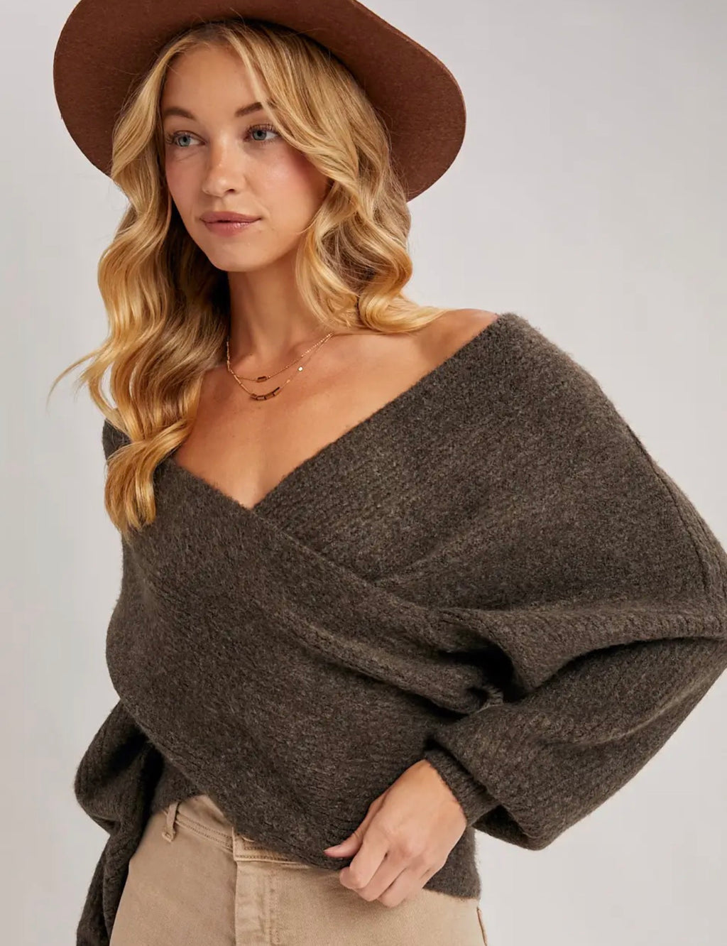 Blulvy Cozy Off Shoulder Wrap Sweater