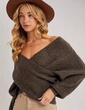 Blulvy Cozy Off Shoulder Wrap Sweater