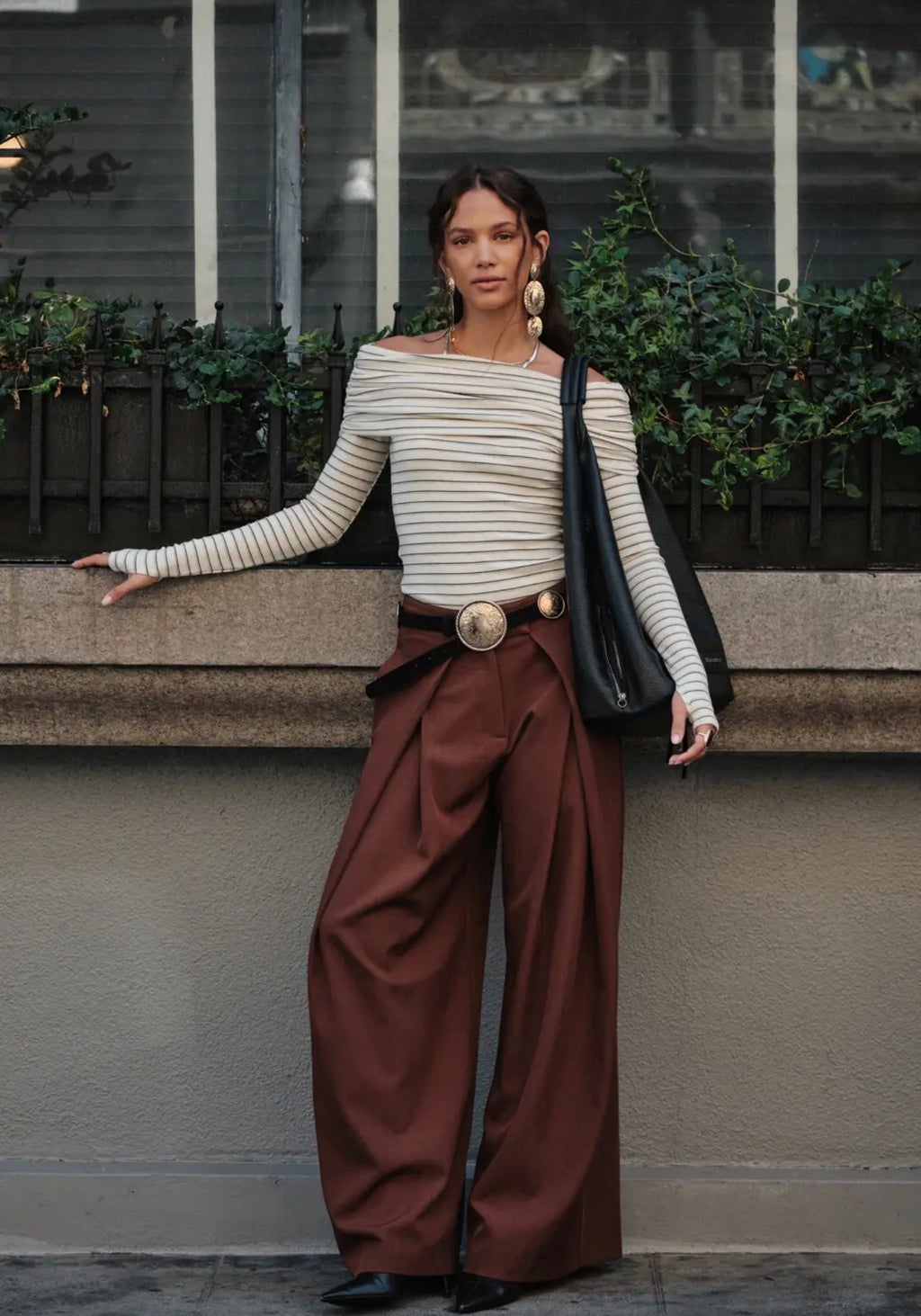 Promesa Chocolate Brown Pleated Wide Leg Pants
