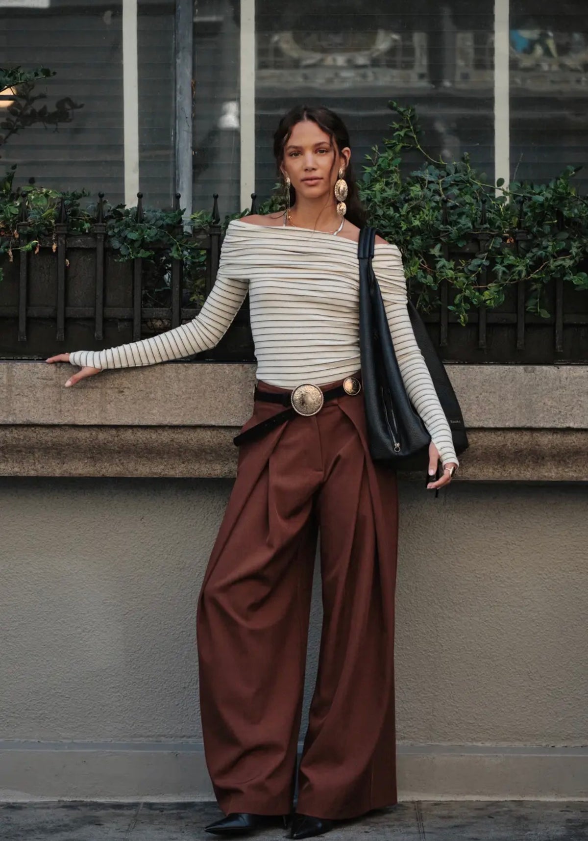 Promesa Chocolate Brown Pleated Wide Leg Pants