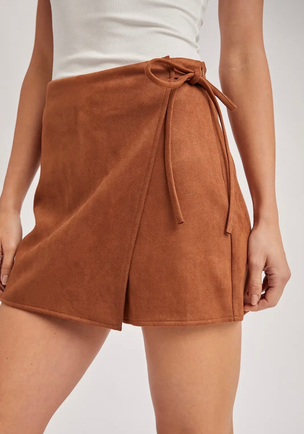 Bluivy Faux suede crossover wrap skort