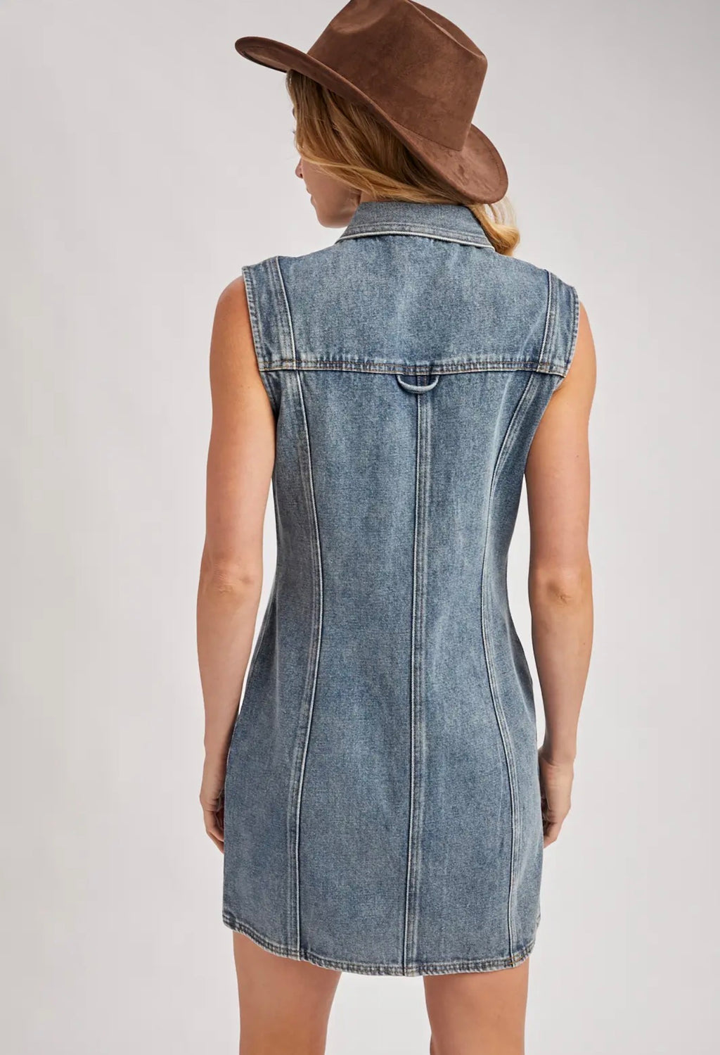 Bluivy Vintage Wash Button-Down Denim Dress