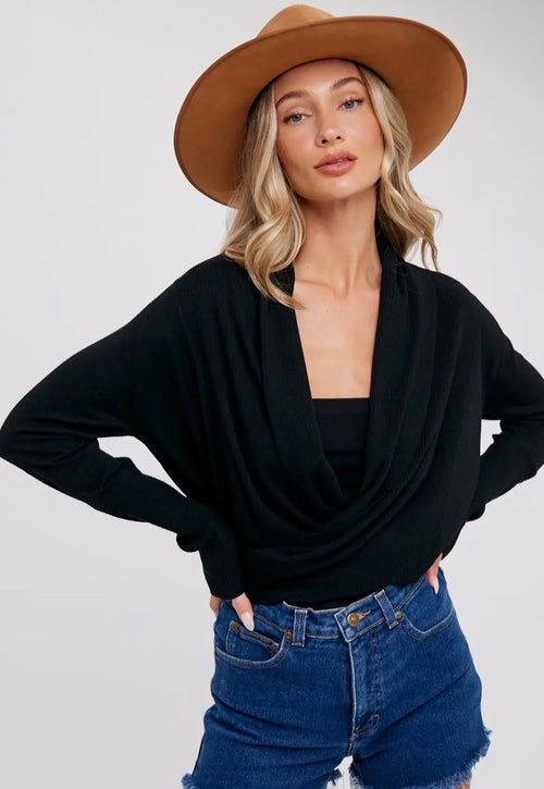 Bluivy 2-Way Wrap & Tie Sweater Top