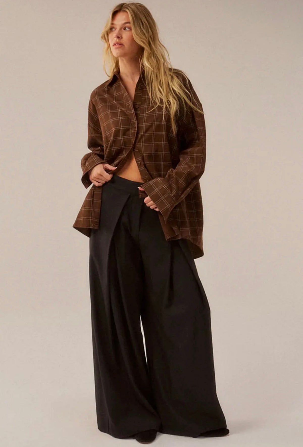 Promesa USA Pleated Wide Leg Trouser Pants | Black